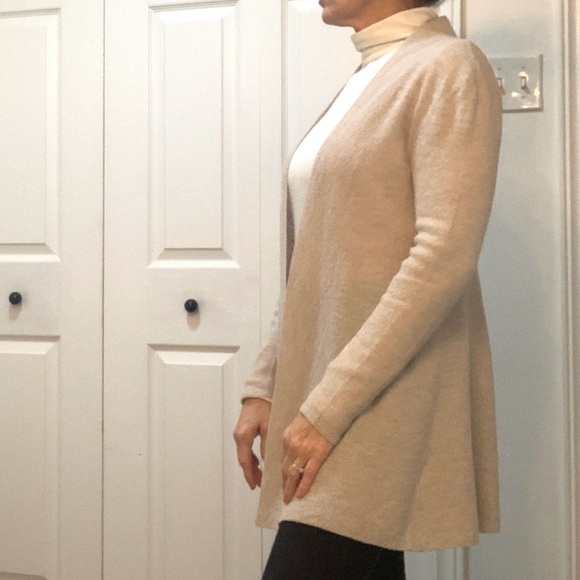 Eileen Fisher Open Cardigan Sweater 100% Wool Oatmeal Size XS (PP) Petite - Picture 3 of 8